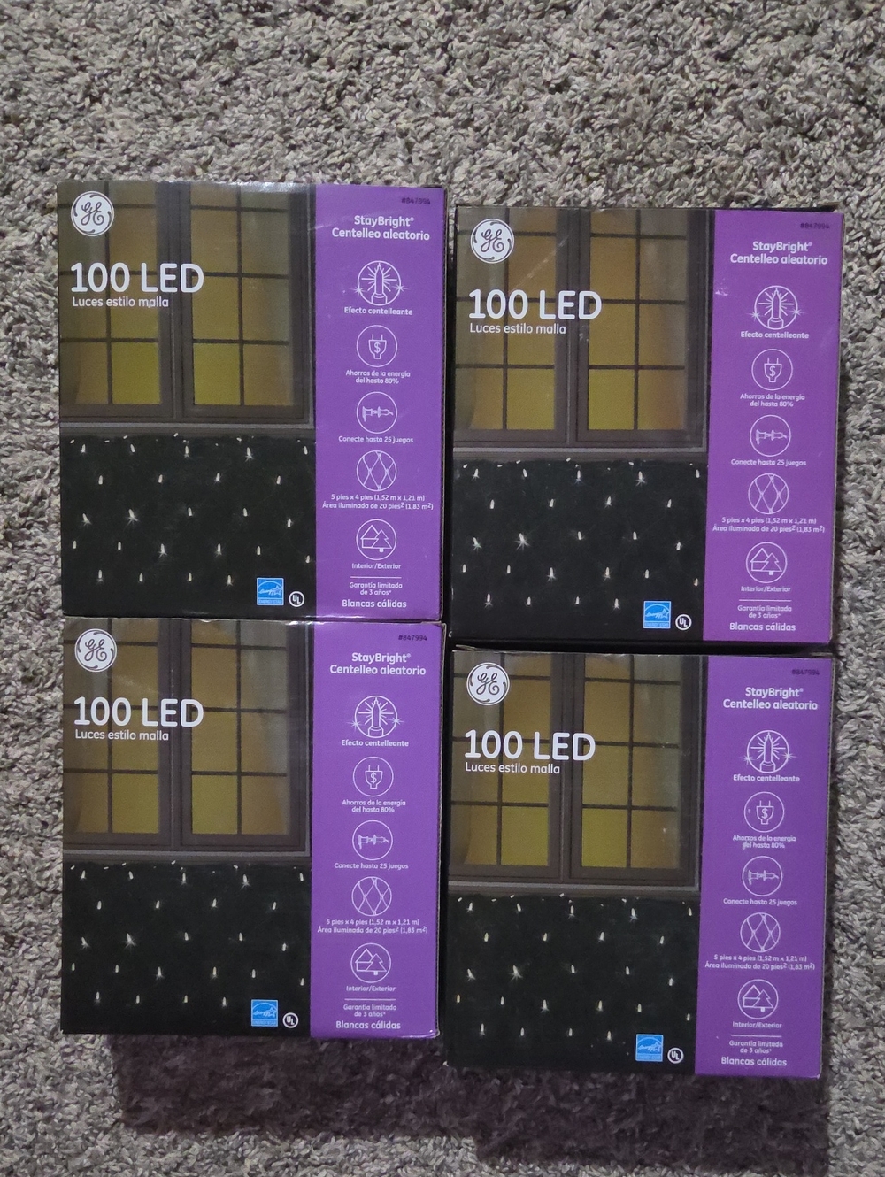 GE 100 LED Mesh String Lights - Warm White (Purple Packaging)